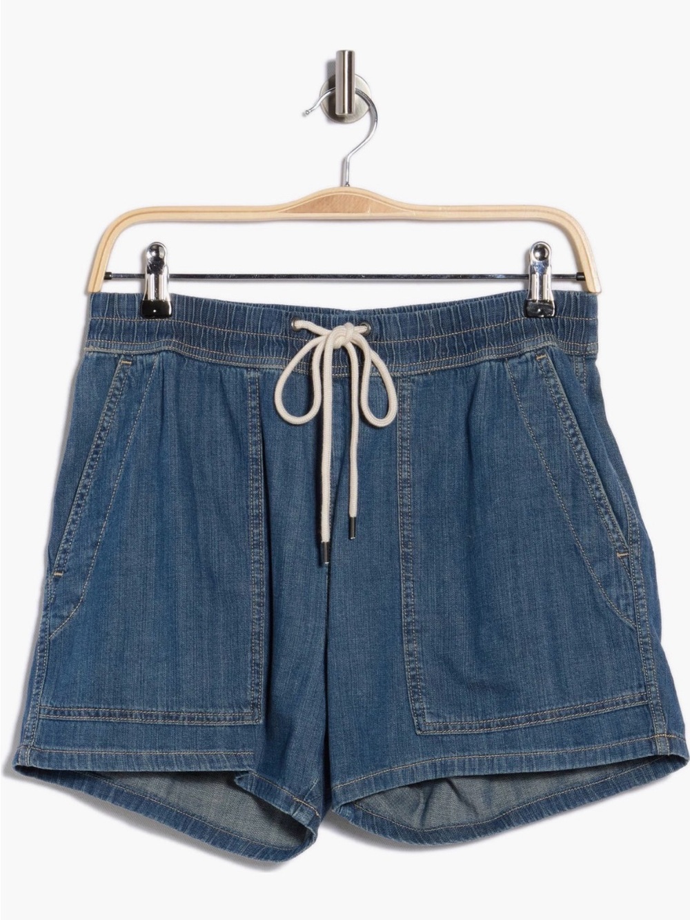 James Perse Denim Drawstring Shorts - Medium Wash Blue